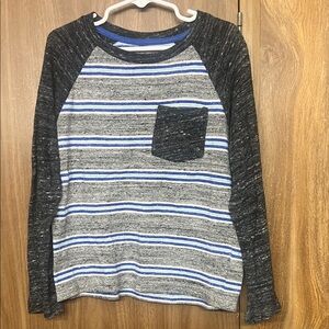 Old Navy Blue and Gray Striped Long Sleeve Tee